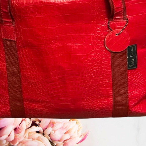 Pierre Cardin Red Croc Embossed Tote Bag - Picture 3 of 13